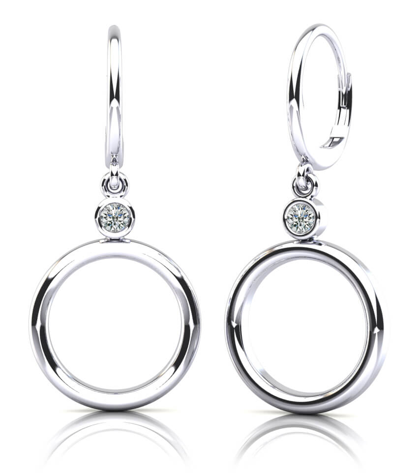 Double Circle Drop Diamond Hoop Earrings Diamond with 0.50 ct.(finished) 4mm